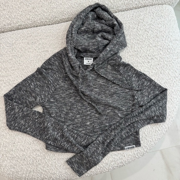 Gymshark Charcoal Gray Cropped Hoodie Jacket - Picture 2 of 3
